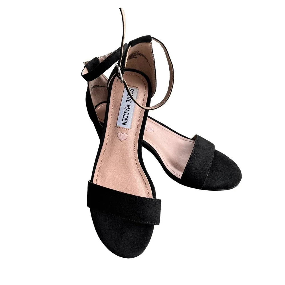 Steeve Madden Black Dress Sandals Microsuede JCarrson Women’s Size 2. - Picture 11 of 12